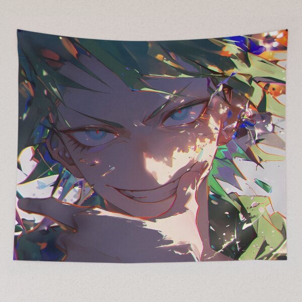 Item preview, Rantaro Amami Danganronpa Green Hair Neon Smirk Close Up designed and sold by riadjamai.