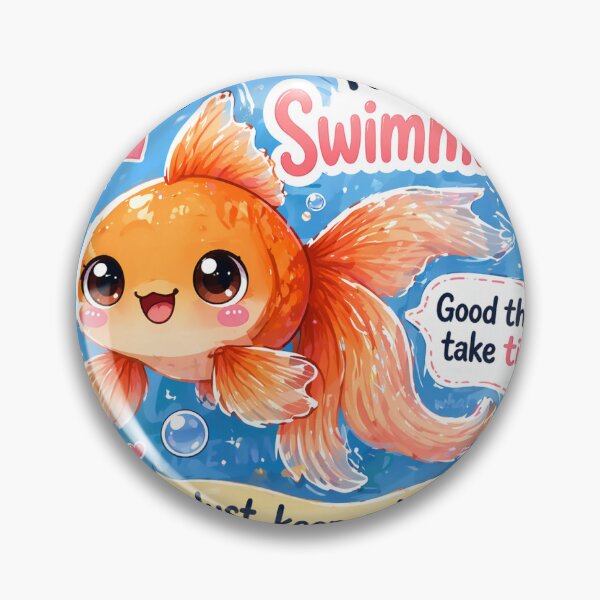 Item preview, Cute Fish Sticker | Keep Swimming Motivation | Kawaii Goldfish Quote | Just Keep Going Inspirational Sticker designed and sold by Ishratparween11.