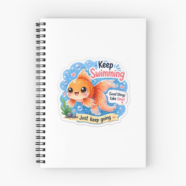 Item preview, Cute Fish Sticker | Keep Swimming Motivation | Kawaii Goldfish Quote | Just Keep Going Inspirational Sticker designed and sold by Ishratparween11.