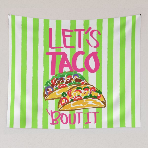 Item preview, Let’s Taco ‘Bout It Vintage Lime Green Stripes Illustration designed and sold by MaiZephyr.