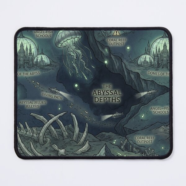 Item preview, The Abyssal Depths - Vintage Underwater Fantasy Map Pattern designed and sold by InnerwayStudio.
