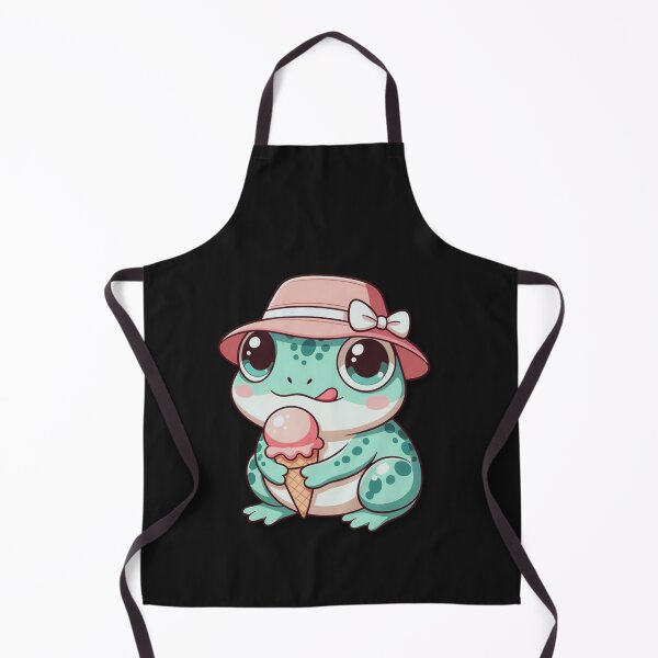 Item preview, Cute Kawaii Frog in Sun Hat Eating Ice Cream — Summer Aesthetic designed and sold by Golden_Pixel_Paper.