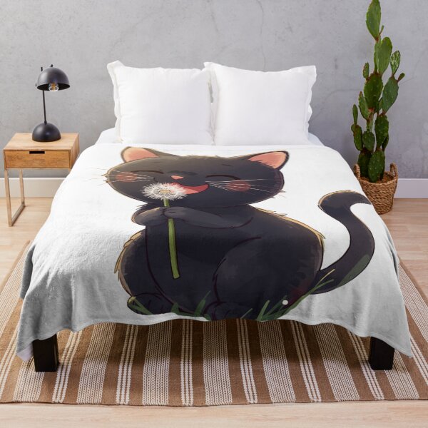 Item preview, Black cat with a dandelion puff designed and sold by uunaa.
