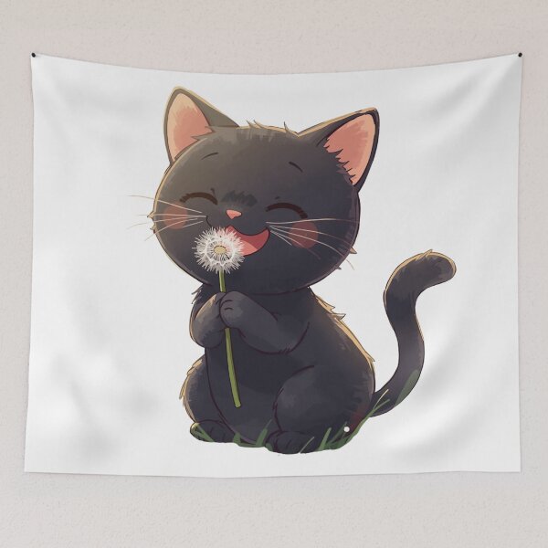 Item preview, Black cat with a dandelion puff designed and sold by uunaa.