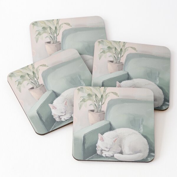 Item preview, Cat sleeping on a sofa designed and sold by ArtsyLouise.
