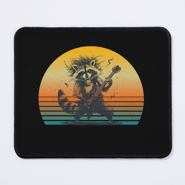 Item preview, Raccoon Guitarist Rock Music Rock Metal Musician On stage Vintage Retro designed and sold by ZANNIX.