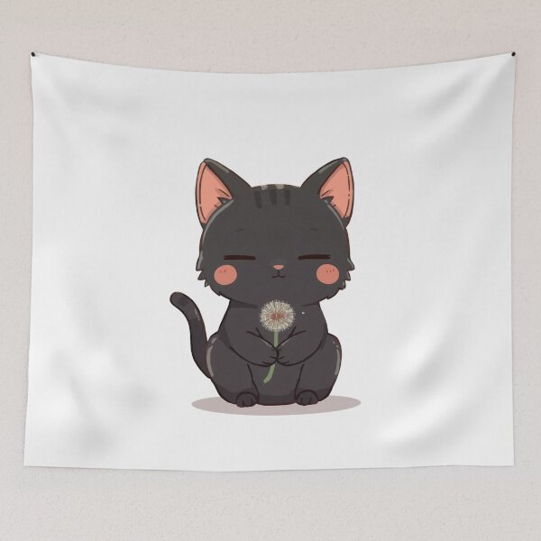Item preview, Black cat with a dandelion puff designed and sold by uunaa.