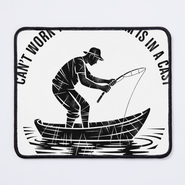 Item preview, Linocut Fisherman Casting Rod in Circle designed and sold by Bloomkept.