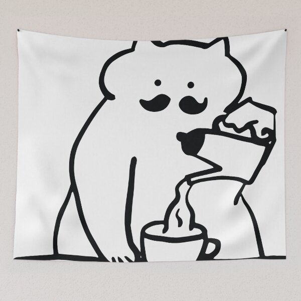 Item preview, Cute Cat Making Coffee Minimal Line Art designed and sold by Dev425.