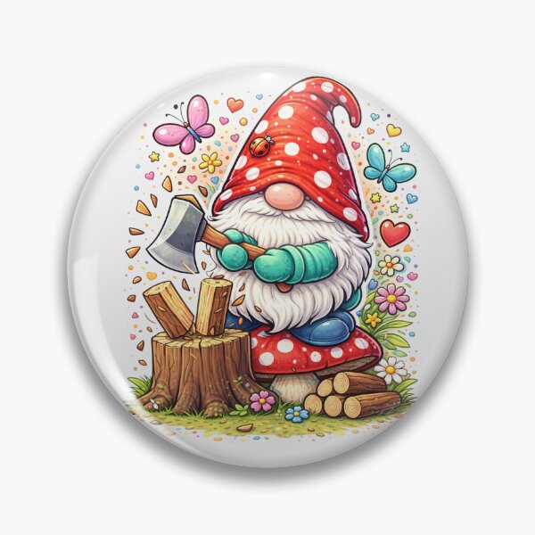 Item preview, Cute Garden Gnome Chopping Wood designed and sold by Myra365Art.