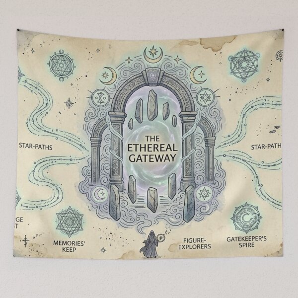 Item preview, The Ethereal Gateway - Vintage Celestial & Astral Fantasy Map Pattern designed and sold by InnerwayStudio.