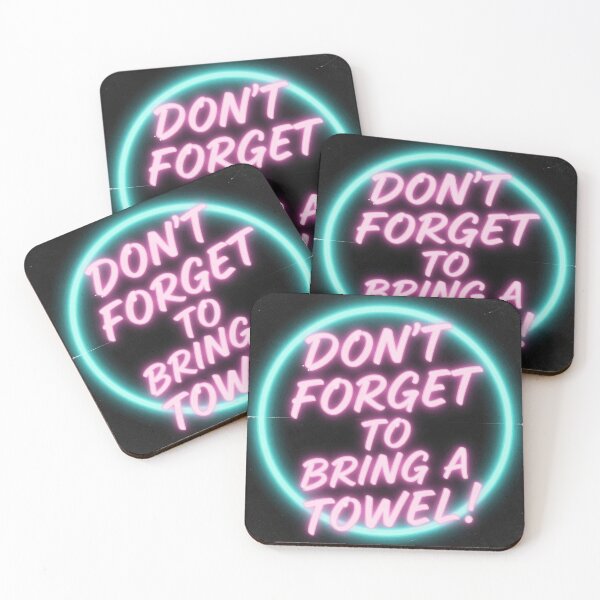 Item preview, Don't Forget To Bring A Towel Neon Cyan Pink Light Sign designed and sold by Doctor Schtrudel.