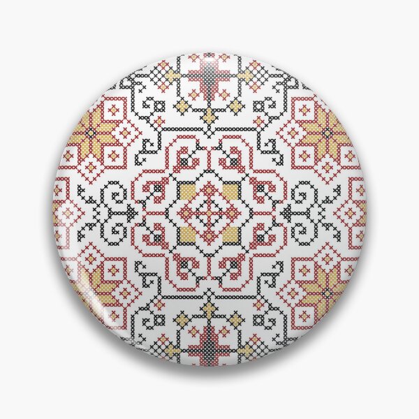 Item preview, Palestinian Tatreez Art Embroidery Pattern Design blk-red-gld designed and sold by Hurriyyatee.