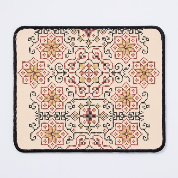 Item preview, Palestinian Tatreez Art Embroidery Pattern Design blk-red-gld designed and sold by Hurriyyatee.