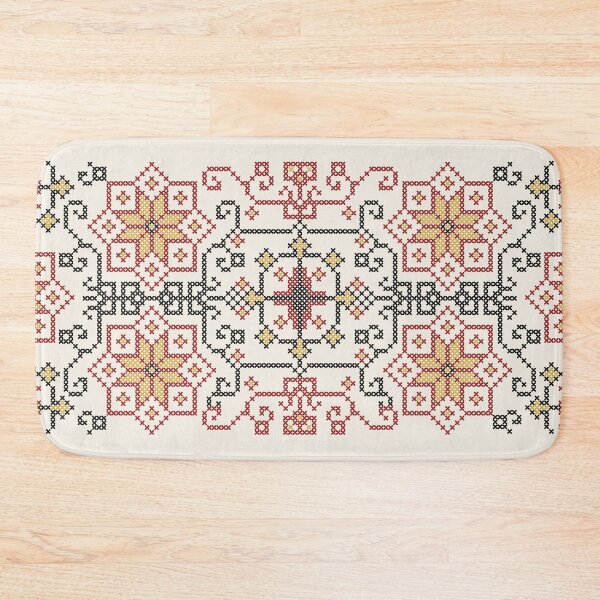 Item preview, Palestinian Tatreez Art Embroidery Pattern Design blk-red-gld designed and sold by Hurriyyatee.