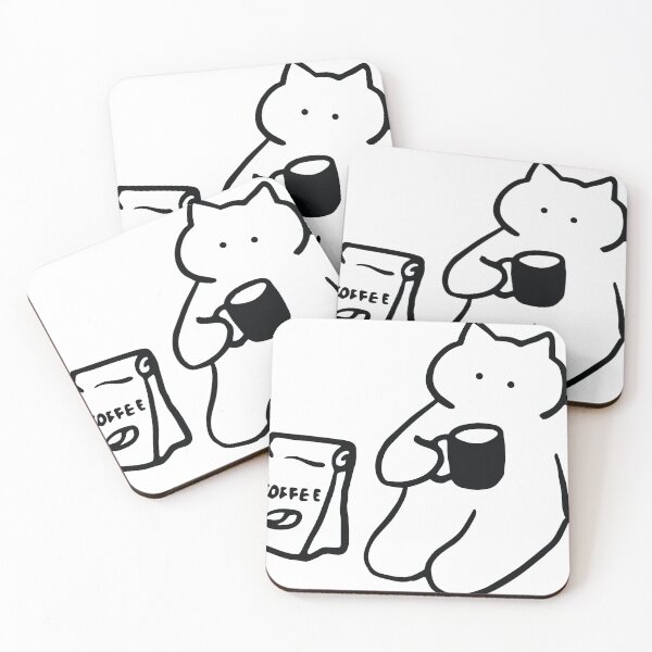 Item preview, Cute Cat Drinking Coffee Minimal Aesthetic Art designed and sold by Dev425.