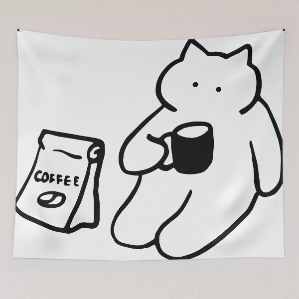 Artikelvorschau, Niedliche Katze trinkt Kaffee – Minimalistische Ästhetik entworfen und verkauft von Dev425.