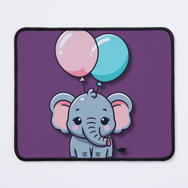 Item preview, Cute Kawaii Baby Elephant with Pink and Blue Balloons designed and sold by Golden_Pixel_Paper.
