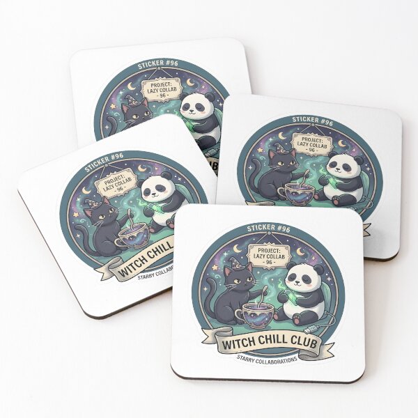 Item preview, Witch Chill Club Black Cat and Panda Magical Tea Party Sticker designed and sold by TheLazyVibe.