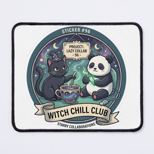 Item preview, Witch Chill Club Black Cat and Panda Magical Tea Party Sticker designed and sold by TheLazyVibe.