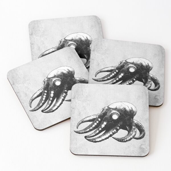 Item preview, Robot Squid Mechanical Octopus Black and White Deep Sea Sci-Fi designed and sold by Ghoul Enterprises.