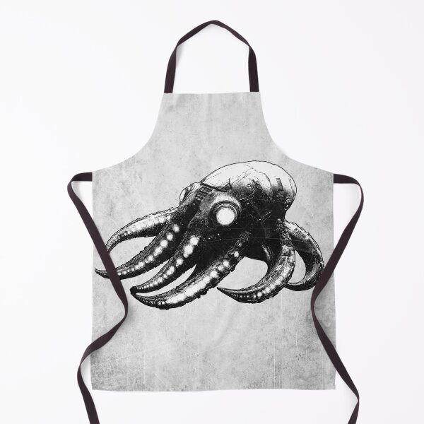 Item preview, Robot Squid Mechanical Octopus Black and White Deep Sea Sci-Fi designed and sold by Ghoul Enterprises.
