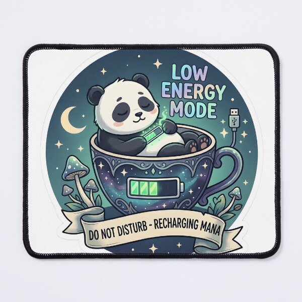 Item preview, Funny Low Energy Mode Panda Recharging Mana Sticker designed and sold by TheLazyVibe.
