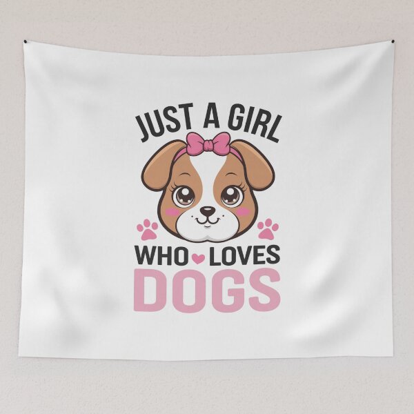 Item preview, Just a Girl Who Loves Dogs - Kawaii Puppy Pink Bow - Cute Dog Lover Graphic designed and sold by JLMWorks.