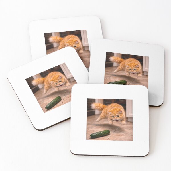 Item preview, Scared Cat vs Cucumber Chaos designed and sold by LovelyCatGalaxy.