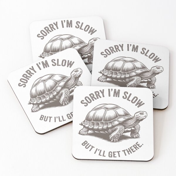 Item preview, Sorry I'm Slow But I'll Get There - Vintage Turtle Art - Retro Line Art Tortoise designed and sold by JLMWorks.