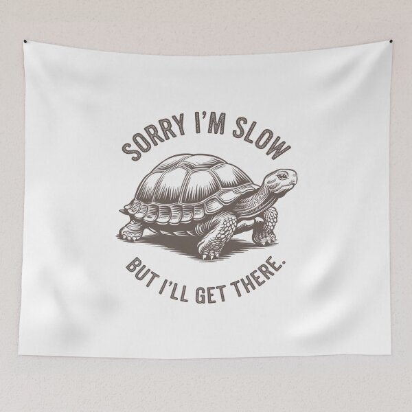 Item preview, Sorry I'm Slow But I'll Get There - Vintage Turtle Art - Retro Line Art Tortoise designed and sold by JLMWorks.