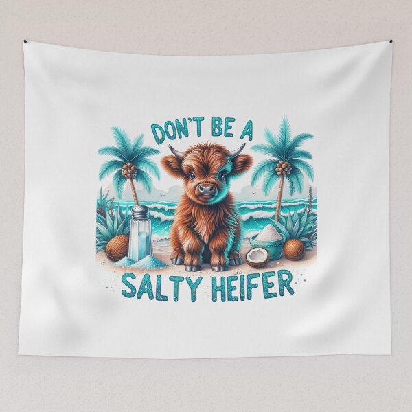 Item preview, Don't Be a Salty Heifer - Highland Cow Beach Art - Funny Tropical Cow Graphic designed and sold by JLMWorks.