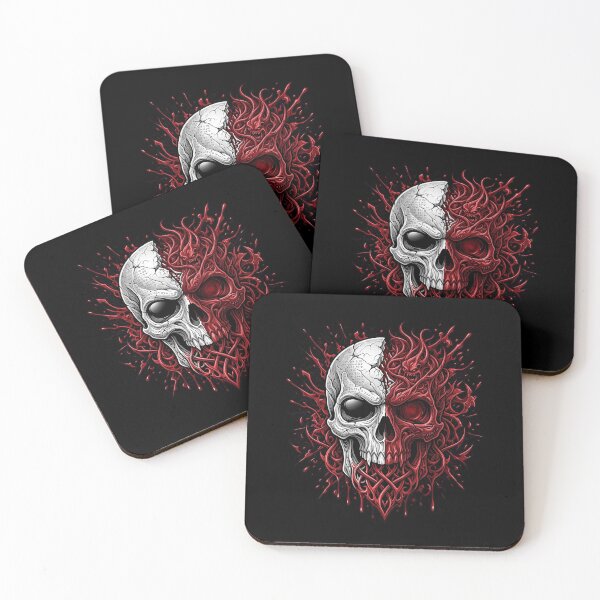 Item preview, Minimalist Red Split Skull Graphic designed and sold by MarCinu Art.