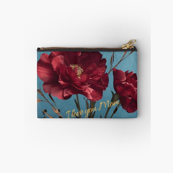 Item preview, I Love You Mom Red Carnation Design Soft Blue Background Elegant Mother's Day Gift designed and sold by daila70.