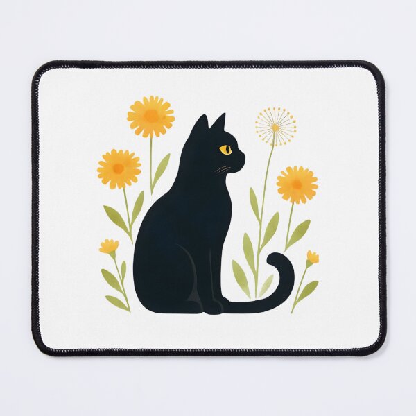 Item preview, Black cat with a dandelion designed and sold by uunaa.