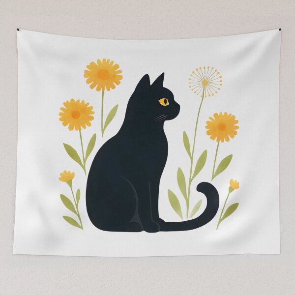 Item preview,  Black cat with a dandelion  designed and sold by uunaa.