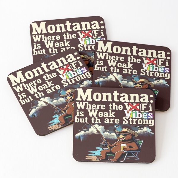 Item preview, Montana Where the WiFi is Weak but the Vibes are Strong Funny Fishing Bear T-Shirt | Outdoor Humor Tee designed and sold by Sushikidsntod.