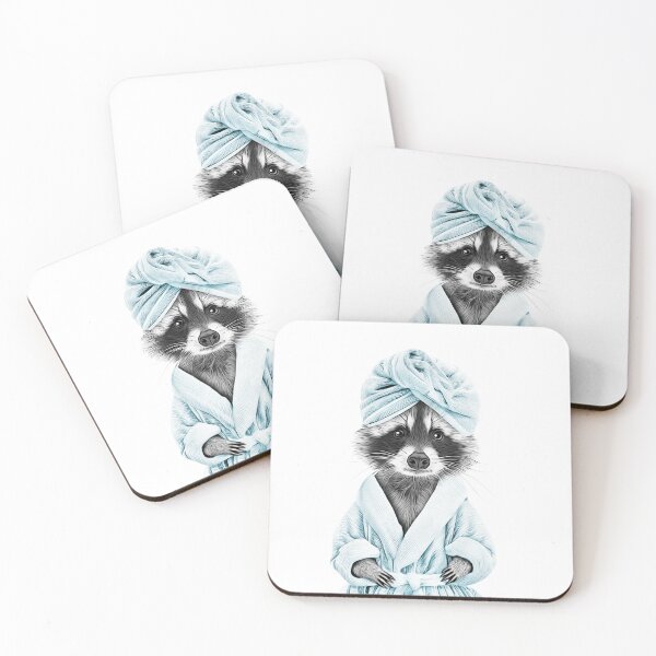 Item preview, Relaxed Raccoon in Blue Bathrobe and Turban designed and sold by PLisasPets.