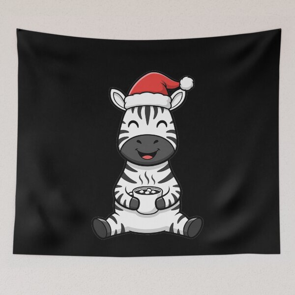 Item preview, Cute Christmas Zebra with Hot Cocoa Santa Hat designed and sold by k3rstman1.