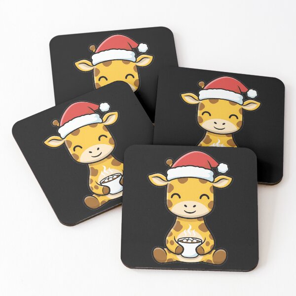 Artikelvorschau, Niedliche Weihnachtsgiraffe mit Weihnachtsmannmütze und heißer Schokolade entworfen und verkauft von k3rstman1.