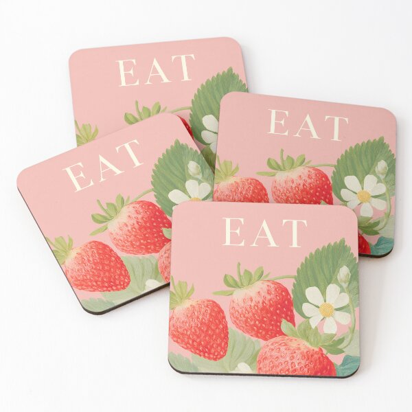 Item preview, Strawberry Eat – Cute Fruit Illustration with Playful Typography designed and sold by BobaBunny76.
