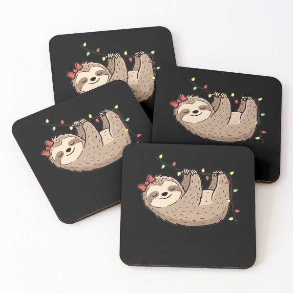 Item preview, Cute Christmas Sloth Hanging on Holiday Lights designed and sold by k3rstman1.