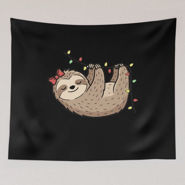 Item preview, Cute Christmas Sloth Hanging on Holiday Lights designed and sold by k3rstman1.