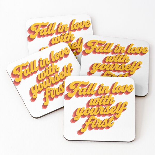 Item preview, Fall in Love with Yourself First Retro Typography Motivational Quote Sticker designed and sold by CosmoMerchStore.