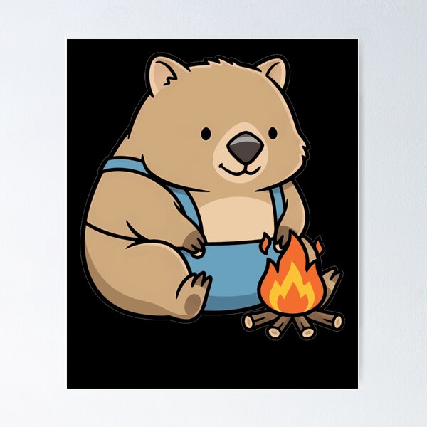 Item preview, Cute Kawaii Wombat Camping Australian Animal designed and sold by k3rstman1.