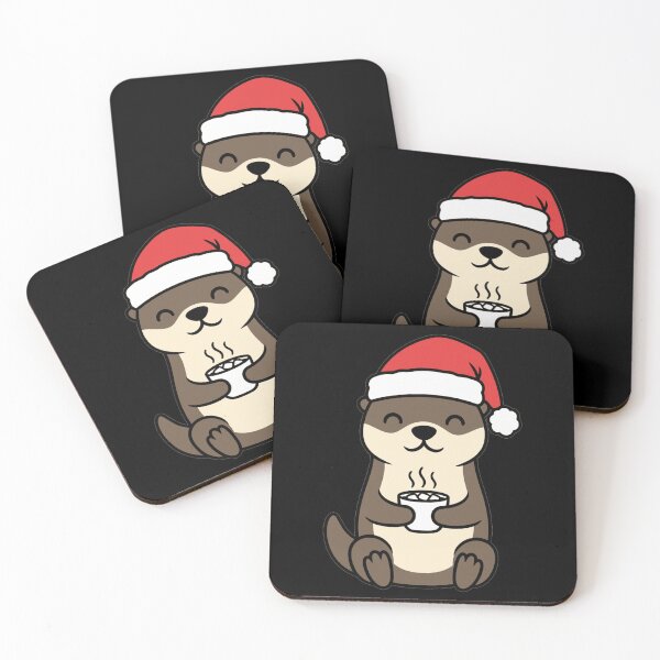 Item preview, Kawaii Santa Otter Drinking Hot Chocolate designed and sold by k3rstman1.