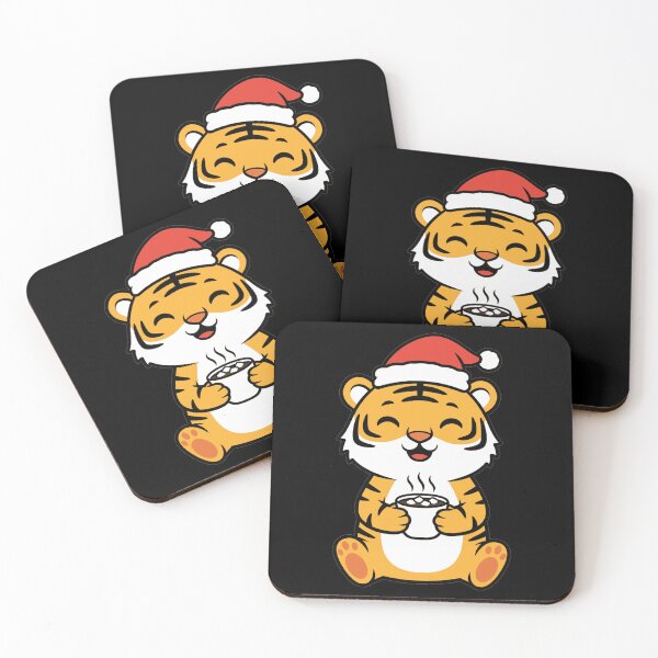 Item preview, Kawaii Christmas Tiger Drinking Hot Cocoa designed and sold by k3rstman1.