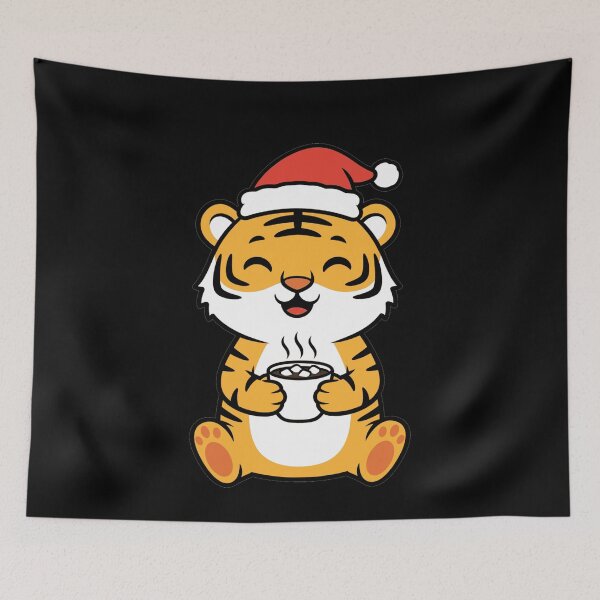 Item preview, Kawaii Christmas Tiger Drinking Hot Cocoa designed and sold by k3rstman1.