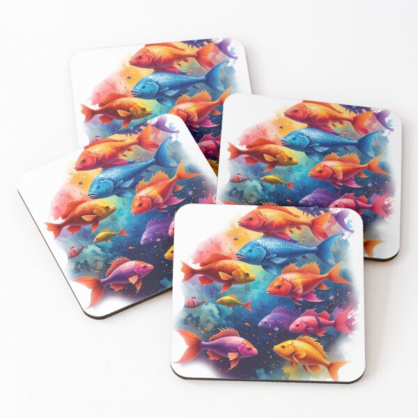 Artikelvorschau, Farbenfrohe Aquarellmalerei mit tropischen Fischen, Meeresmotiven und lebendigem Meeresleben entworfen und verkauft von icemanphotos.