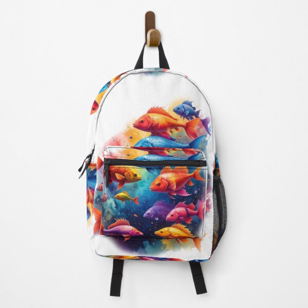 Item preview, Colorful watercolor tropical fish school ocean art vibrant marine life painting designed and sold by icemanphotos.